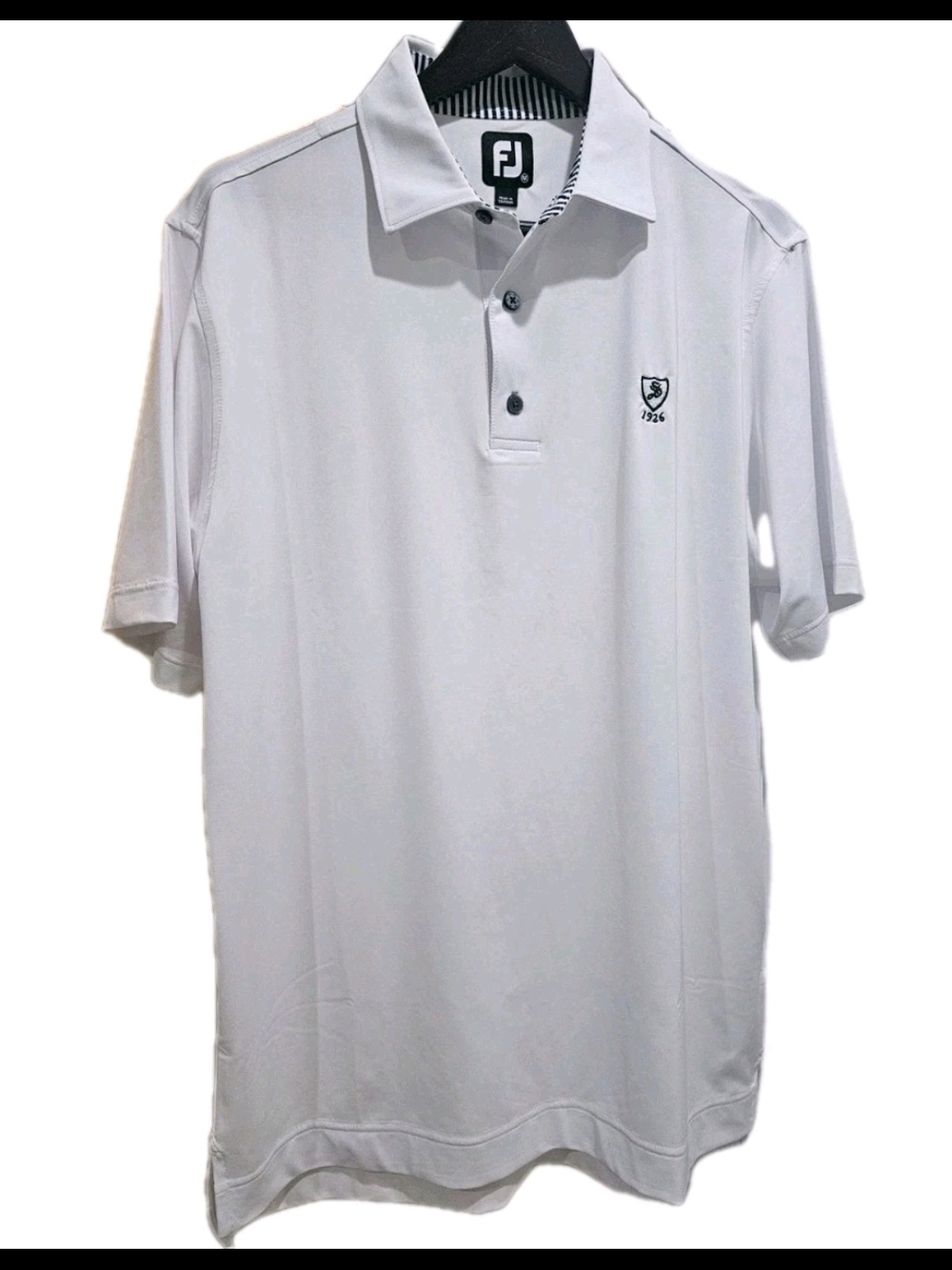 FootJoy Golf Polo Mens Medium White Performance Stretch 1926 Logo Shirt